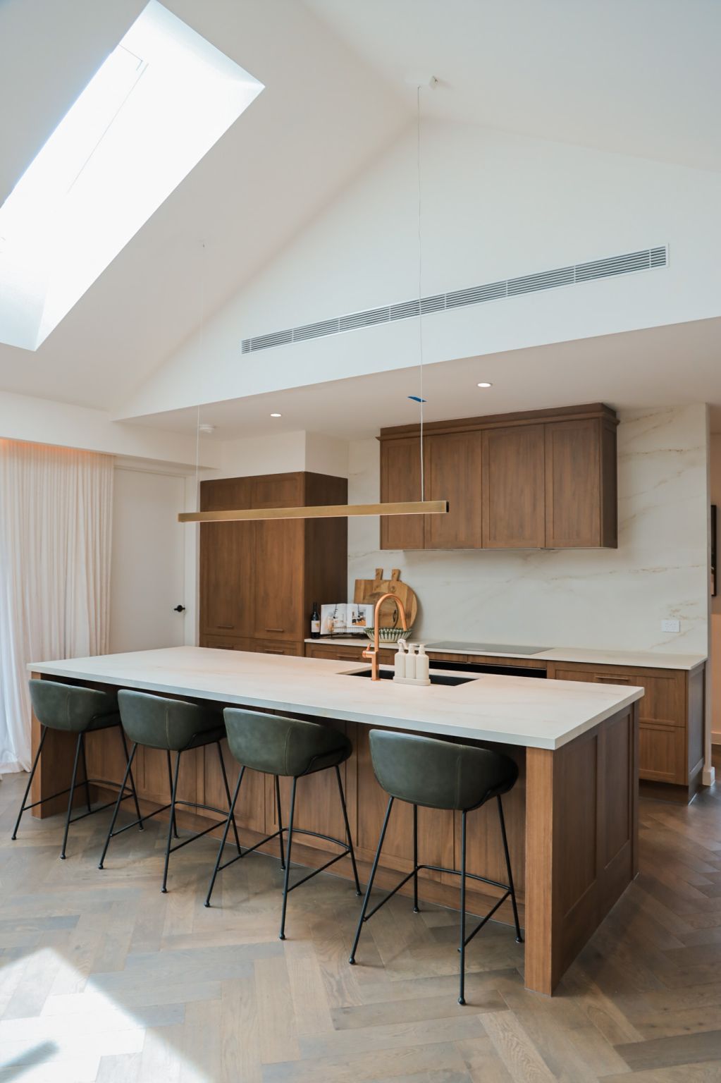 Natural finishes and morning light.